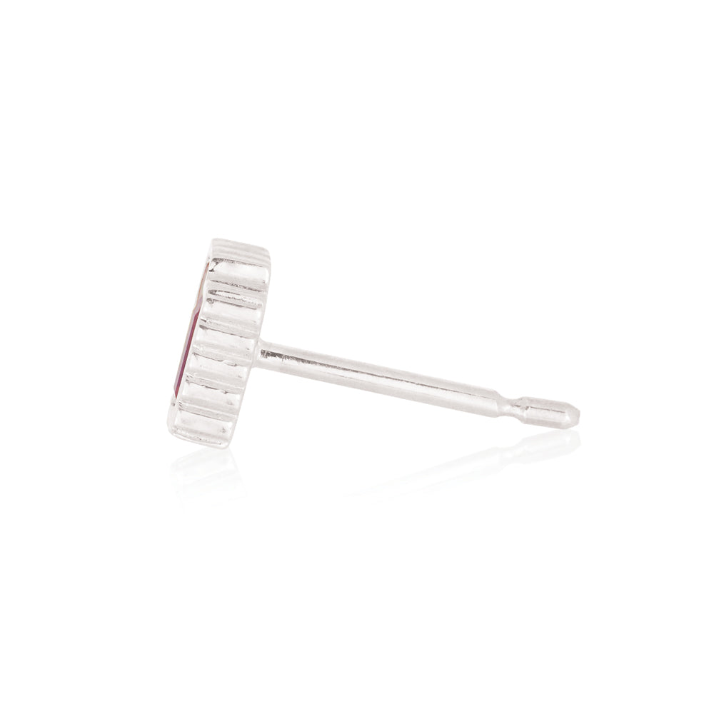 PETRA Pink Sapphire Twin Baguette Studs in 18k White Gold