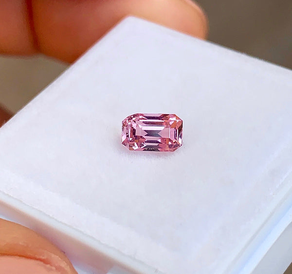 0.68 ct Padparadscha Emerald Cut Natural Ceylon Sapphire Certified Unheated