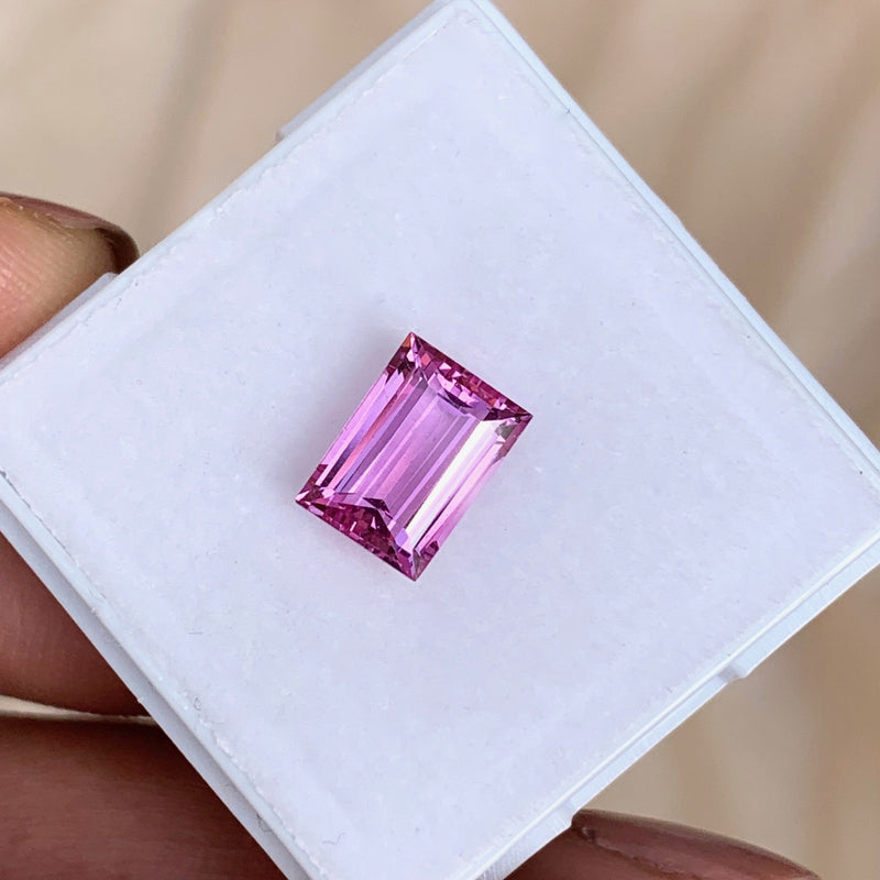 2.02 ct Pink Sapphire Baguette Unheated Certified