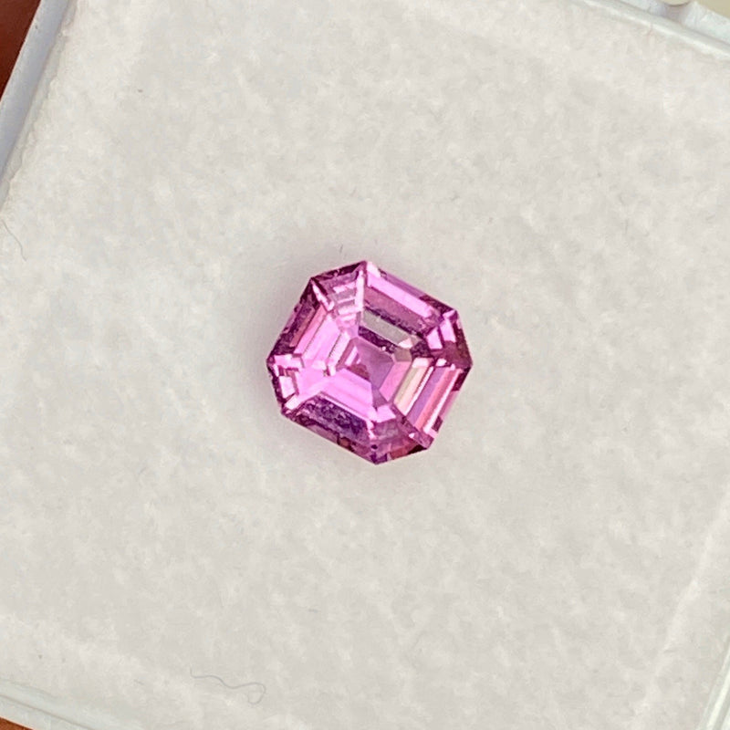 1.10 ct Square Emerald Cut Pink Sapphire Certified Unheated