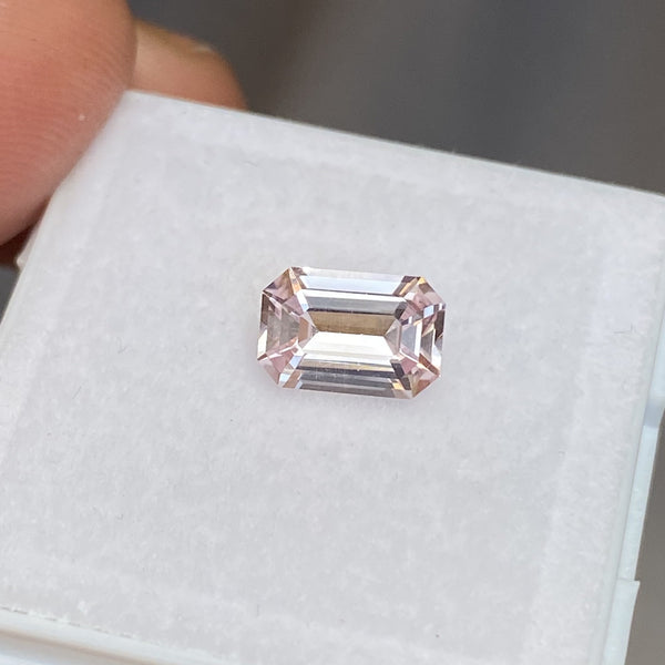 1.40 ct Emerald Cut Yellowish Pink Sapphire Certified Unheated