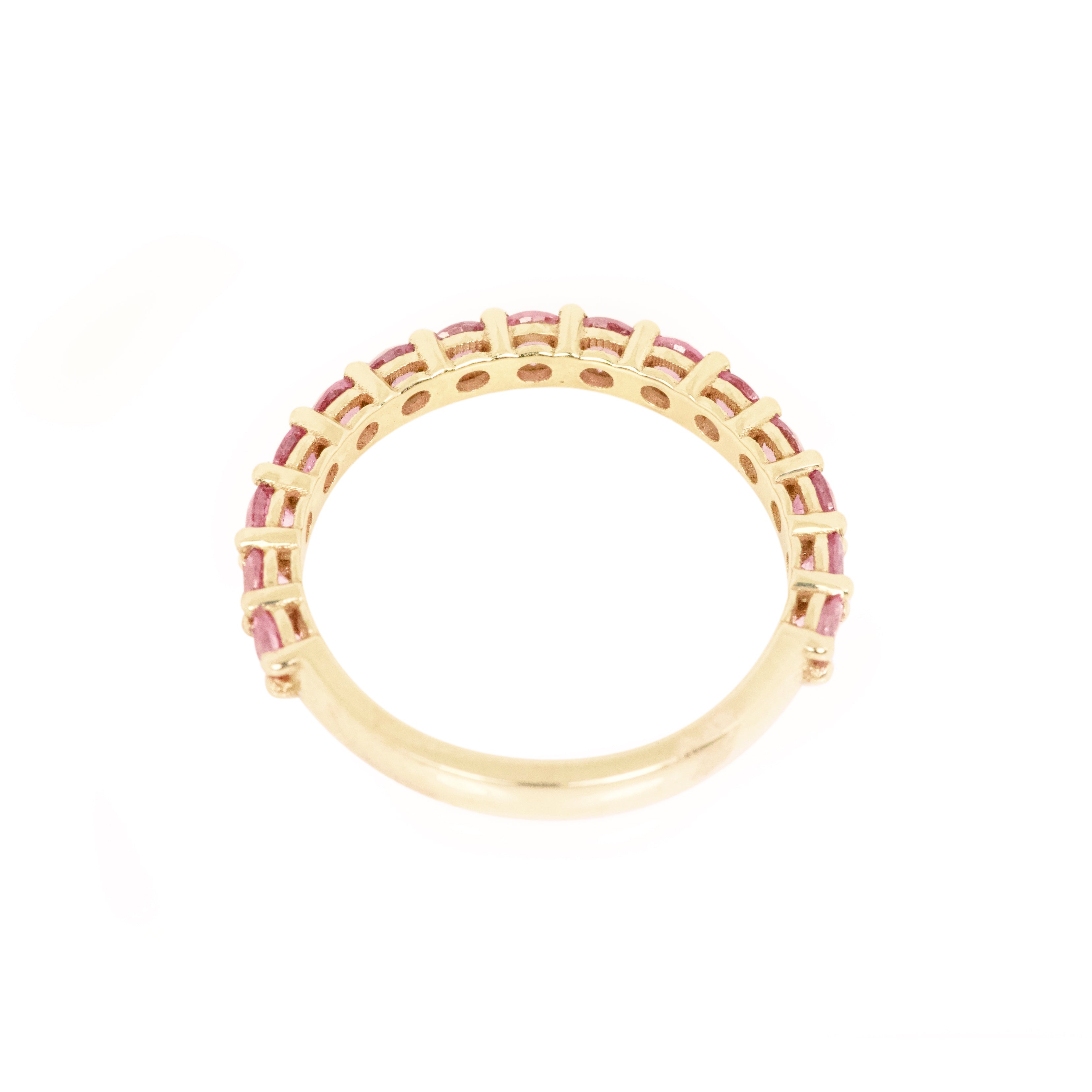 Pink Sapphire Stacking Band Half Circle | Elegant & Versatile