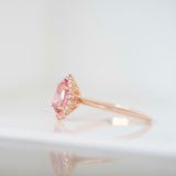 Padparadscha Pear Sapphire Argyle Pink Diamond Halo Ring