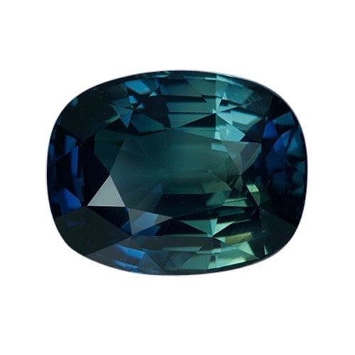 3.59 ct Cushion Cut Blue Green Teal Natural Sapphire Unheated Certified