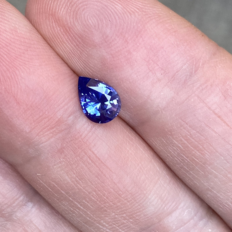 1.03 ct Violet Blue Pear Sapphire Natural Unheated