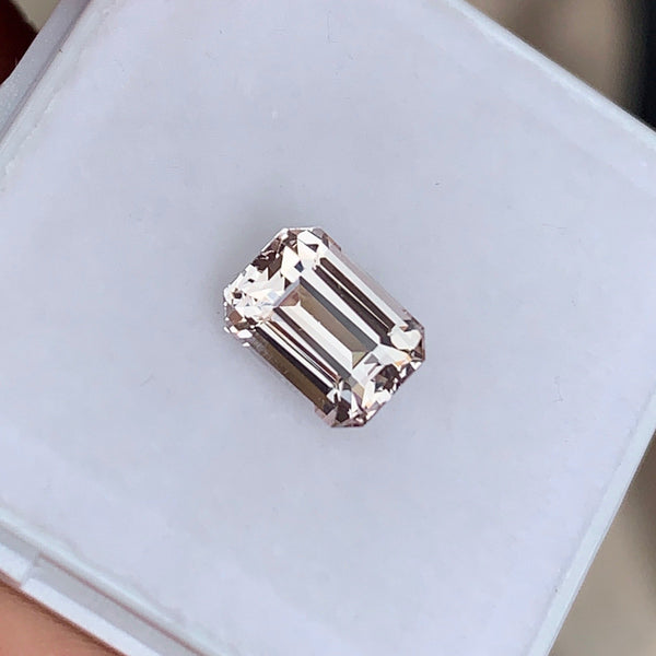 1.56 ct Emerald Cut Pastel Champagne Sapphire Unheated Certified