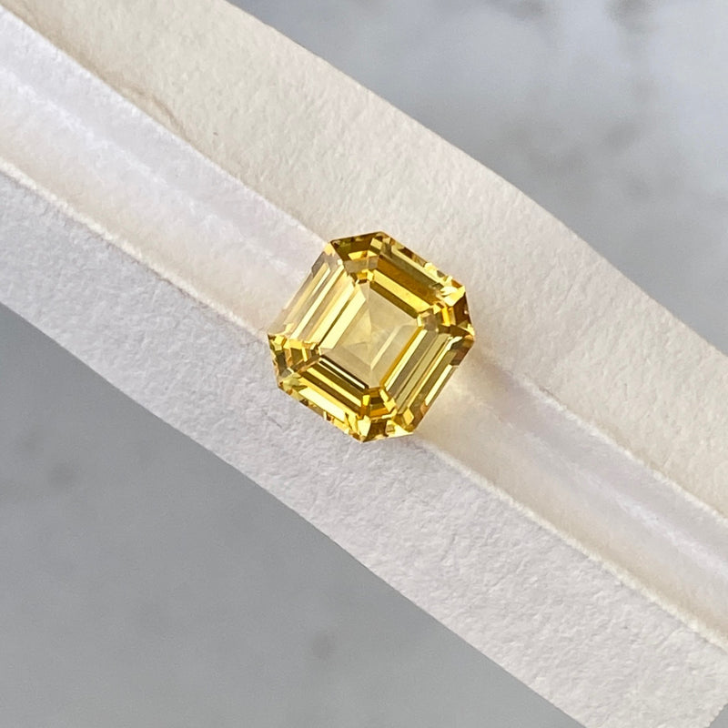 2.05 ct Yellow Sapphire Emerald Cut Square Unheated Ceylon