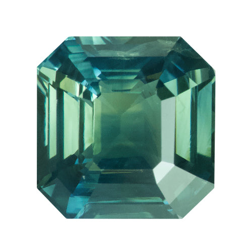 3.03 ct Square Emerald Cut Green Sapphire Certified Unheated