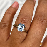 2.25 ct Grey Light Blue Sapphire Emerald Cut Unheated Sri Lanka