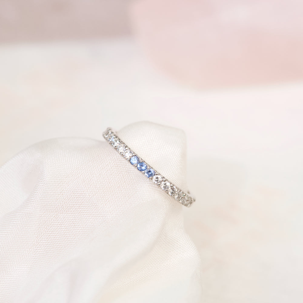 Blue Sapphire Diamond Platinum Wedding Band