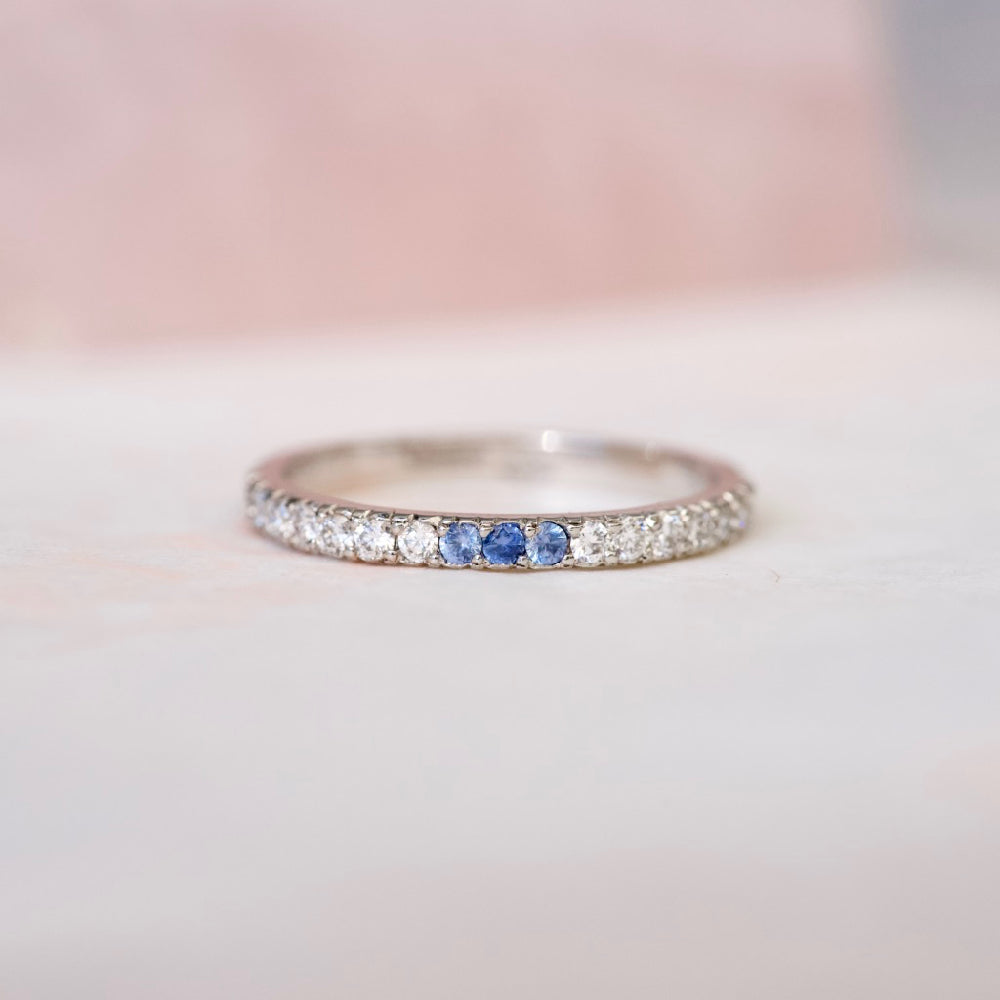Blue Sapphire Diamond Platinum Wedding Band