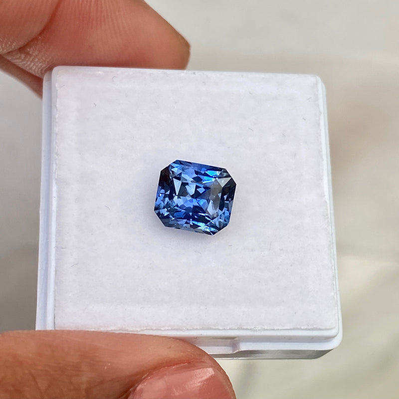 2.21 ct Denim Blue Sapphire Radiant Cut Unheated Sri Lanka