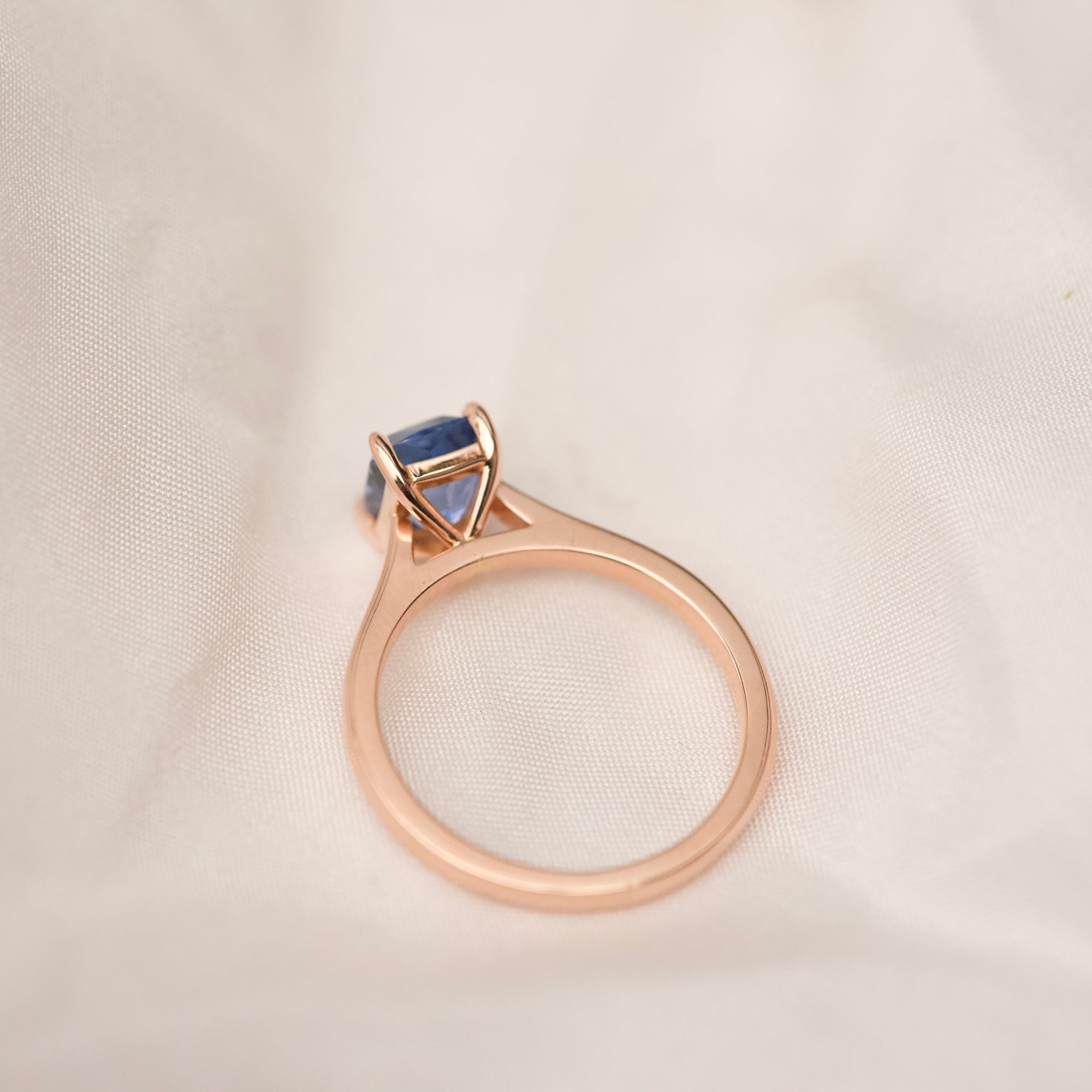 Ceylon Blue Sapphire Rose Gold Solitaire Ring