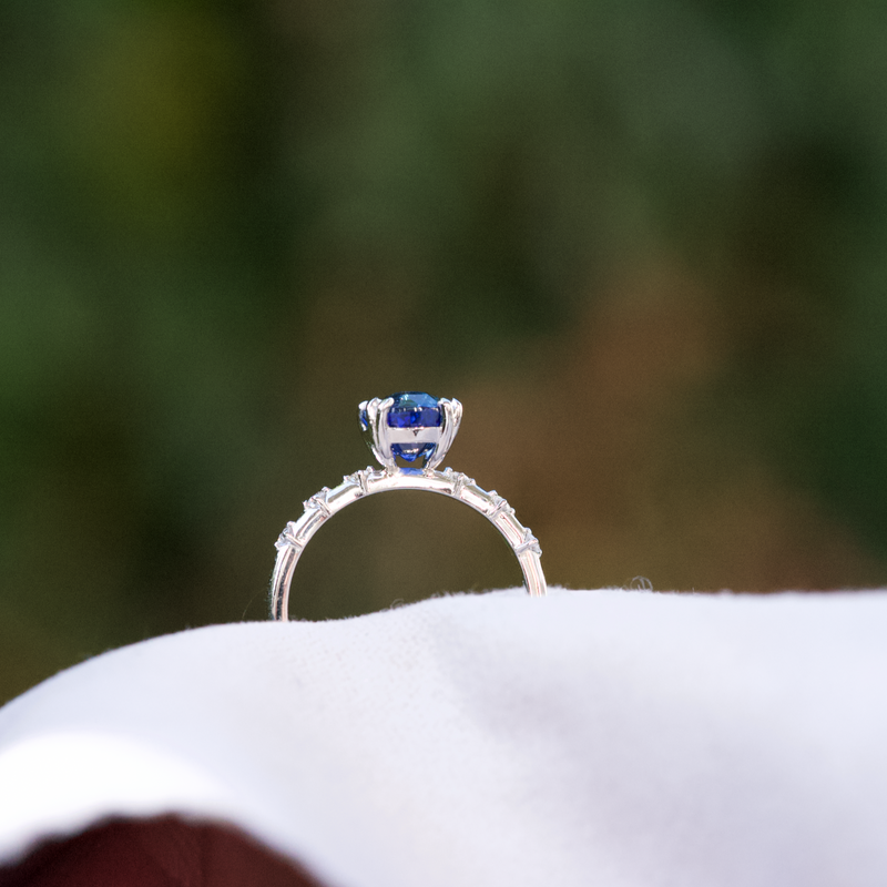 Royal Blue Sapphire Cushion Platinum Engagement Ring