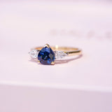 Royal Blue Sapphire Diamond Trilogy Engagement Ring