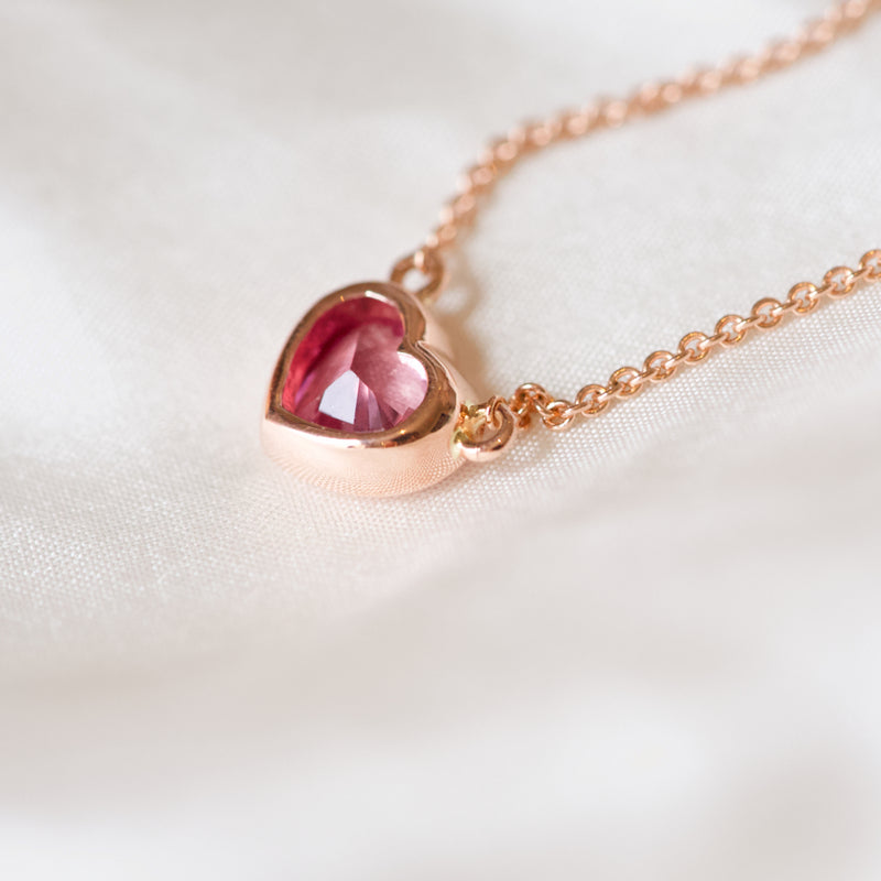Pink Sapphire Heart Pendant 18k Rose Gold