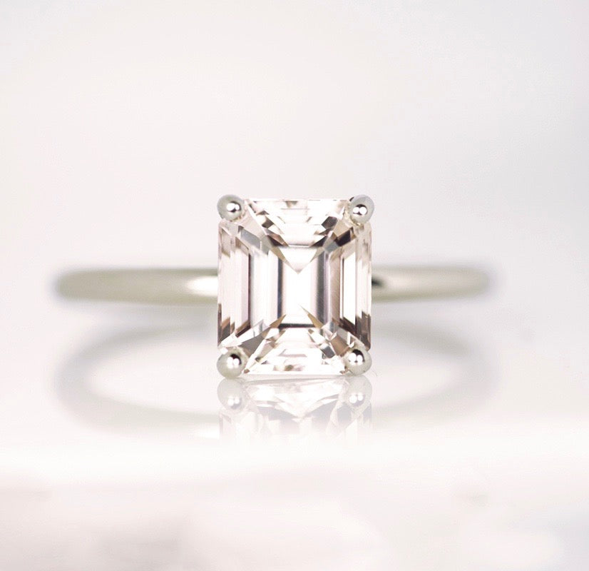 Champagne Grey Sapphire Solitaire Platinum Ring