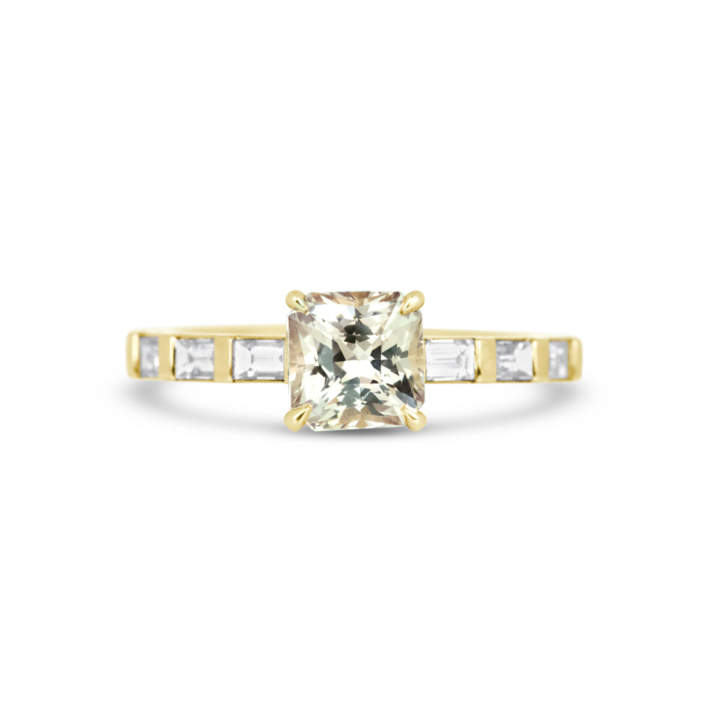 Champagne Sapphire Art Deco Engagement Ring