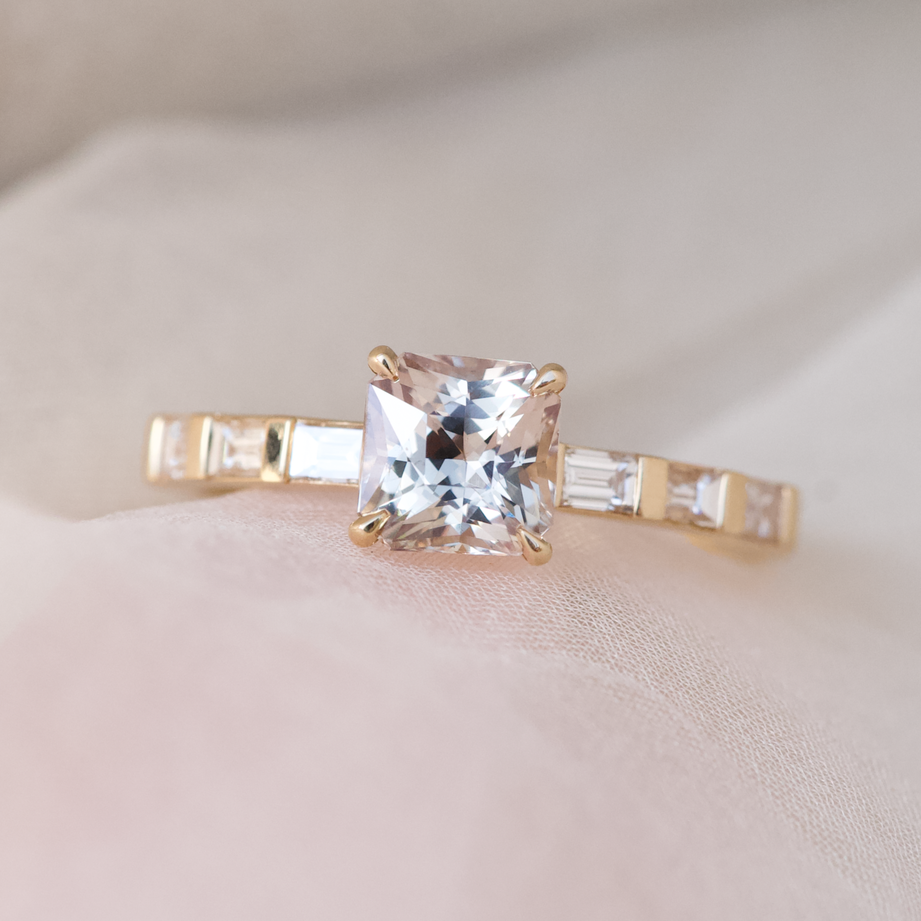 Champagne Sapphire Art Deco Engagement Ring