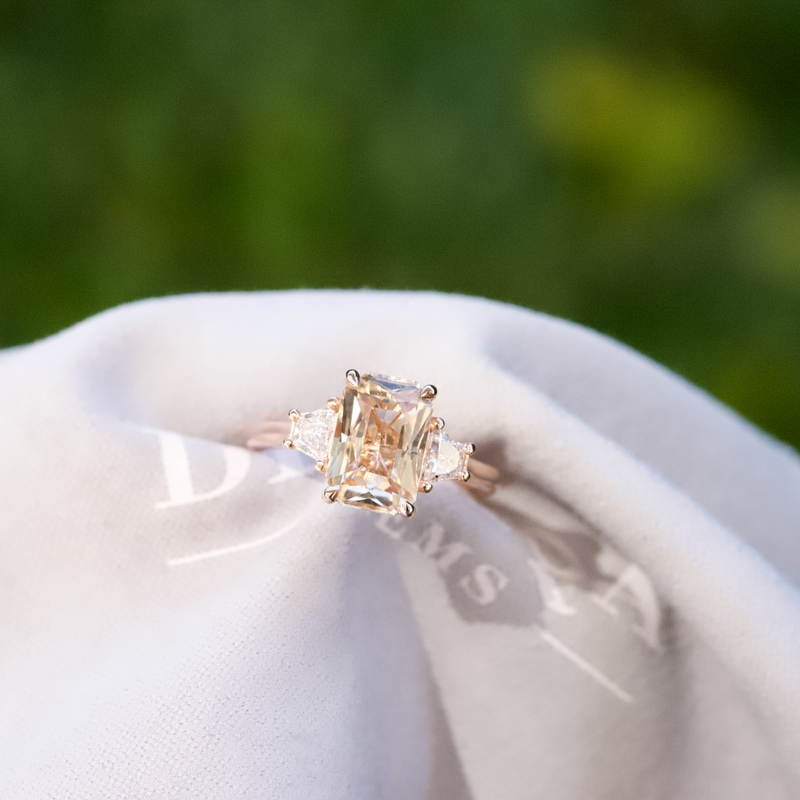 Peach champagne sapphire ring deals