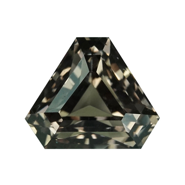 1.55 ct Green Colour Change Sapphire Triangular Cut Unheated Ceylon