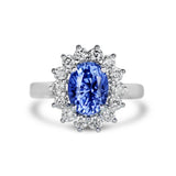 Starburst Halo Cornflower Blue Sapphire Engagement Ring