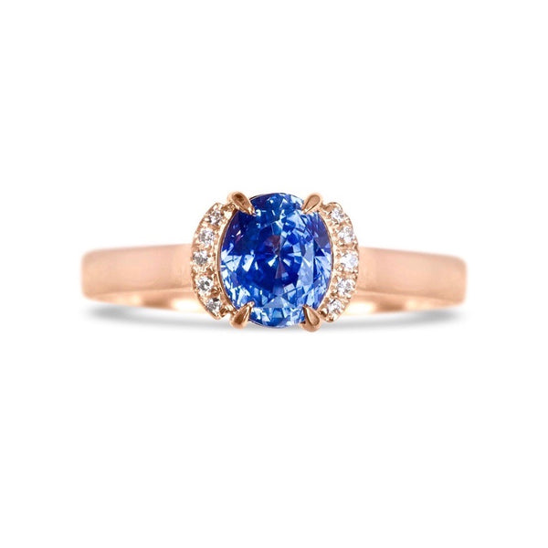 Cornflower Blue Sapphire Engagement Ring in Rose Gold