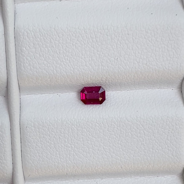 0.31 ct Pinkish Red Ruby Emerald Cut Natural Unheated