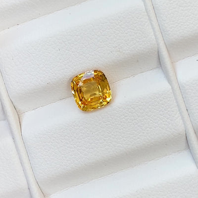 2.08 ct Vivid Apricot Yellow Sapphire Cushion Natural Heated