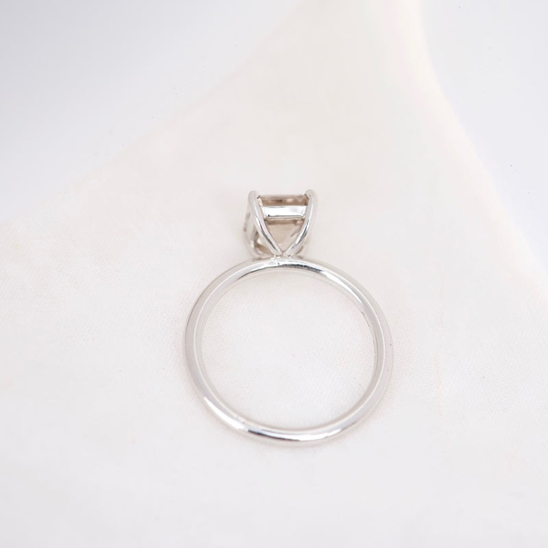 Champagne Grey Sapphire Solitaire Platinum Ring