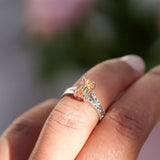 Engraved Apricot Sapphire Engagement Ring