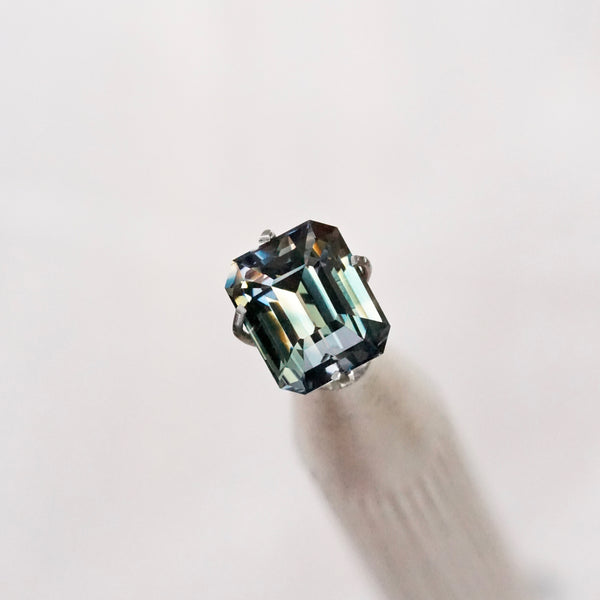 2.11 ct Green Emerald Cut Sapphire Unheated Madagascar