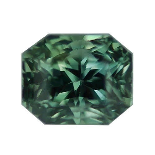 1.67 ct Bluish Green Radiant Cut Natural Unheated Sapphire