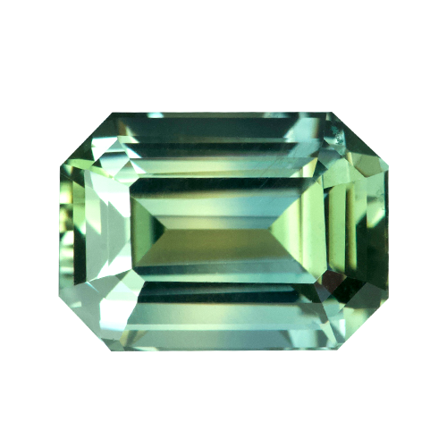 1.73 ct Emerald Cut Green Parti Sapphire Certified Unheated