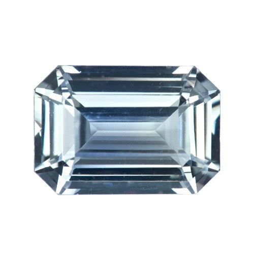 2.61 ct Light Grey Sapphire Emerald Cut Certified Unheated