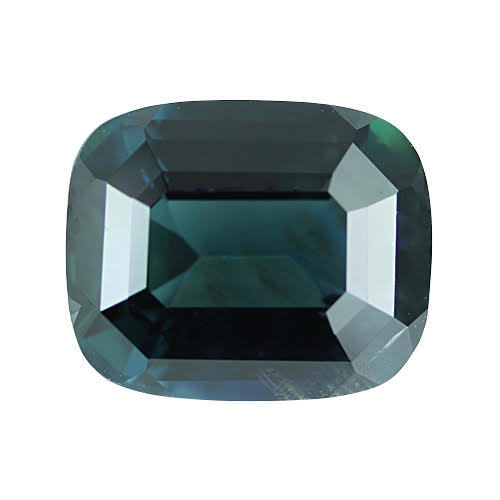 6.70 ct Dark Blue Green Cushion Cut Natural Unheated Sapphire