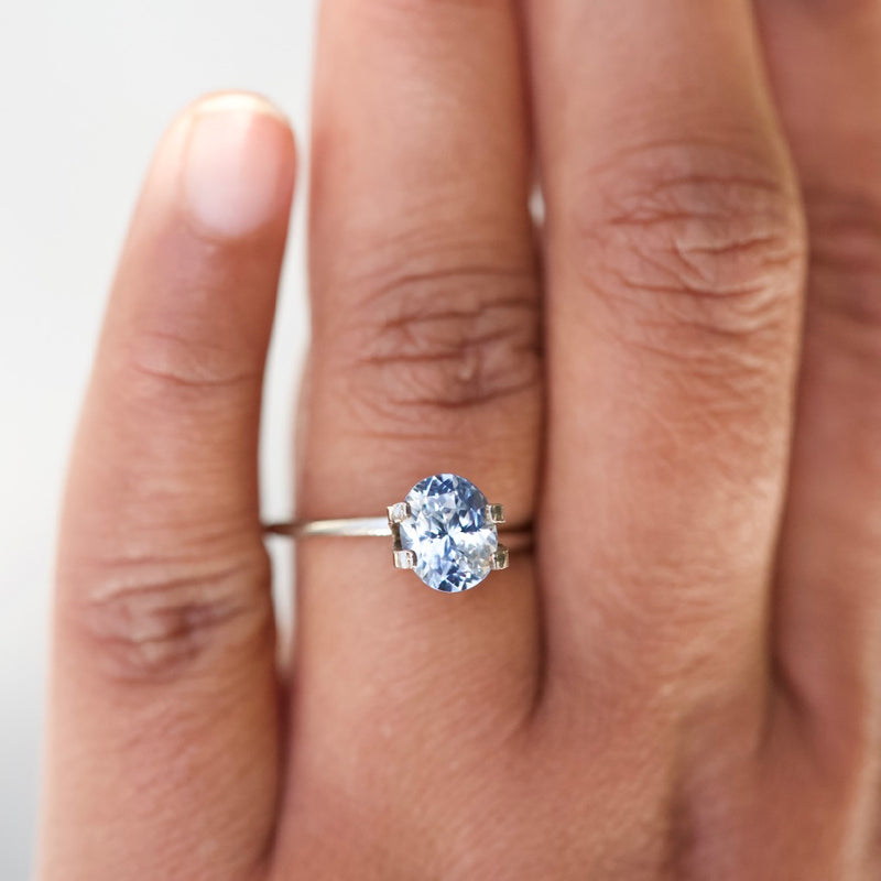 Light Blue Sapphire Asymmetric Cluster Ring | Abby Sparks Jewelry
