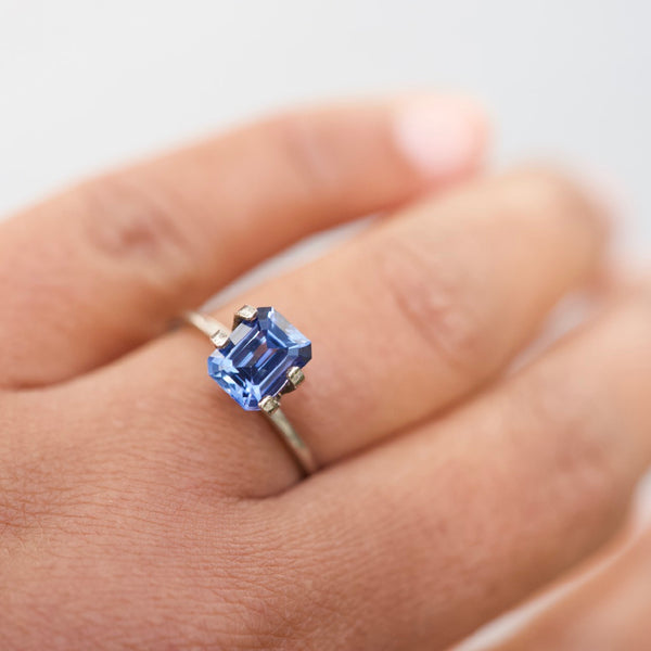 2.15 ct Violetish Blue Sapphire Emerald Cut Natural Unheated