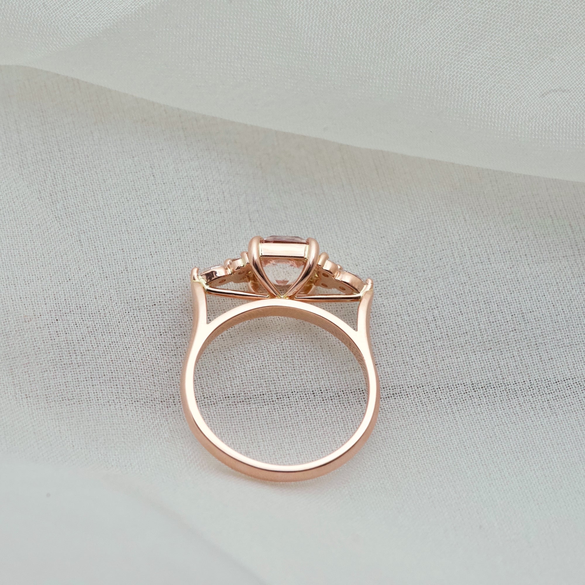 Peach Sapphire Engagement Ring in Rose Gold