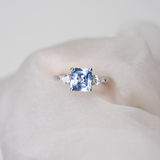 Ceylon Sky Blue Sapphire Diamond Trilogy Engagement Ring