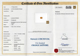 1.66 ct Orange Natural Unheated Sapphire certificate
