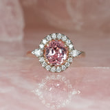 Padparadscha Unheated Sapphire Engagement Ring in Two Tone