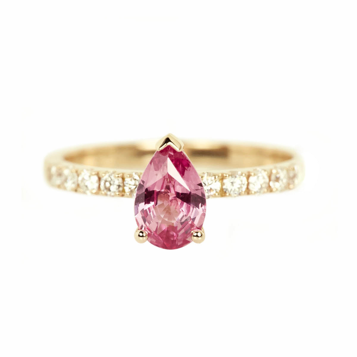 Padparadscha Sapphire Pear Rose Gold Ring