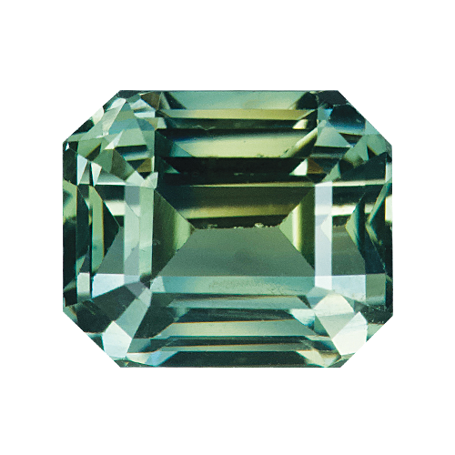 2.48 ct Emerald Cut Yellowish Green Sapphire Certified Unheated