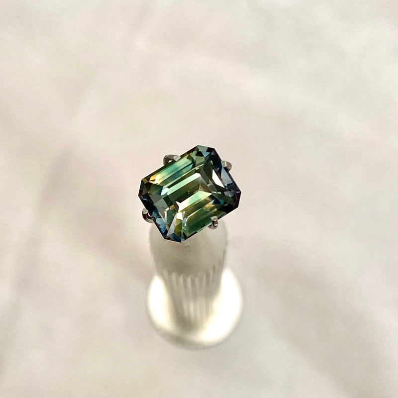 2.11 ct Green Emerald Cut Sapphire Unheated Madagascar