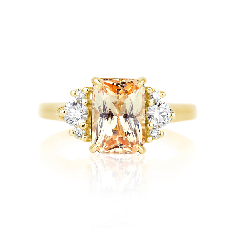 Peach Sapphire Yellow Gold Engagement Ring