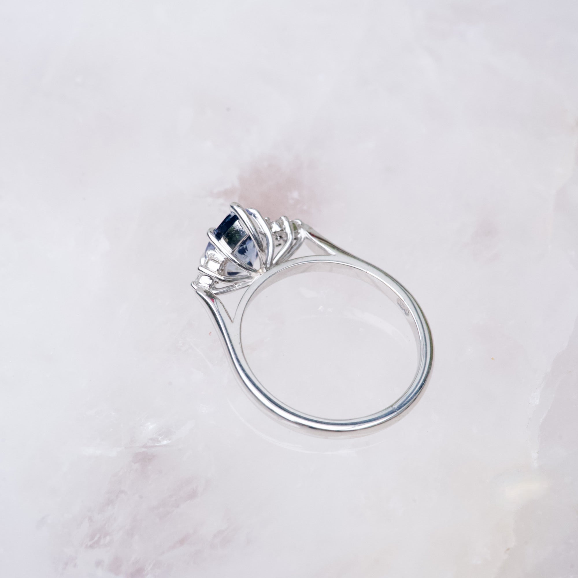 Pear Violet Blue Sapphire White Gold Engagement Ring