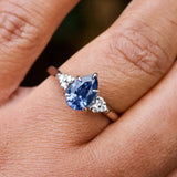 Pear Violet Blue Sapphire White Gold Engagement Ring