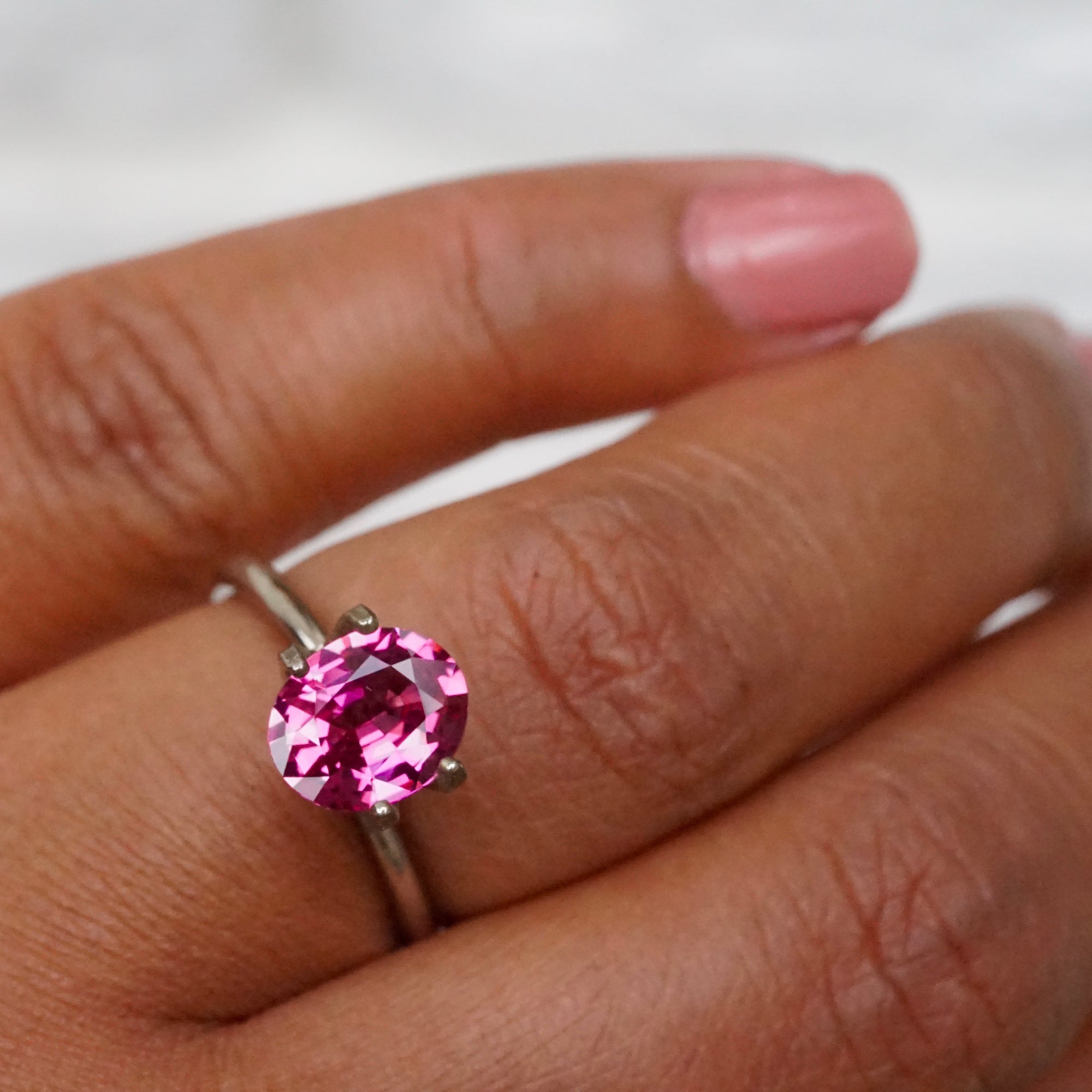 2.10 ct Vivid Pink Oval Cut Sapphire Heated Madagascar