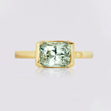 Solitaire East West Gold Engagement Ring Mint Green Sapphire